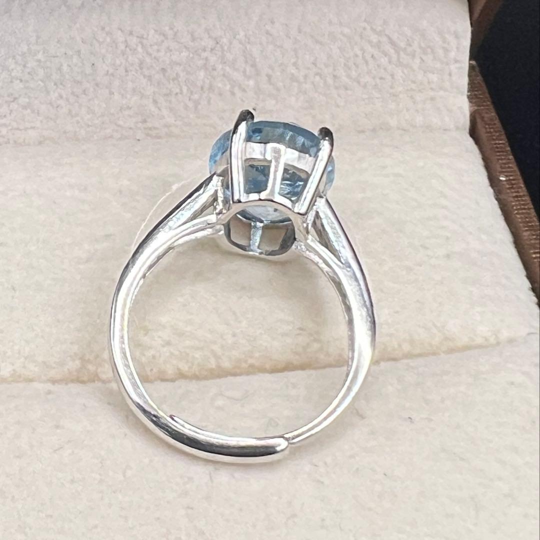 新品天然トパーズスカイブルーのS925使用リング指輪【海外鑑定書付き】10146