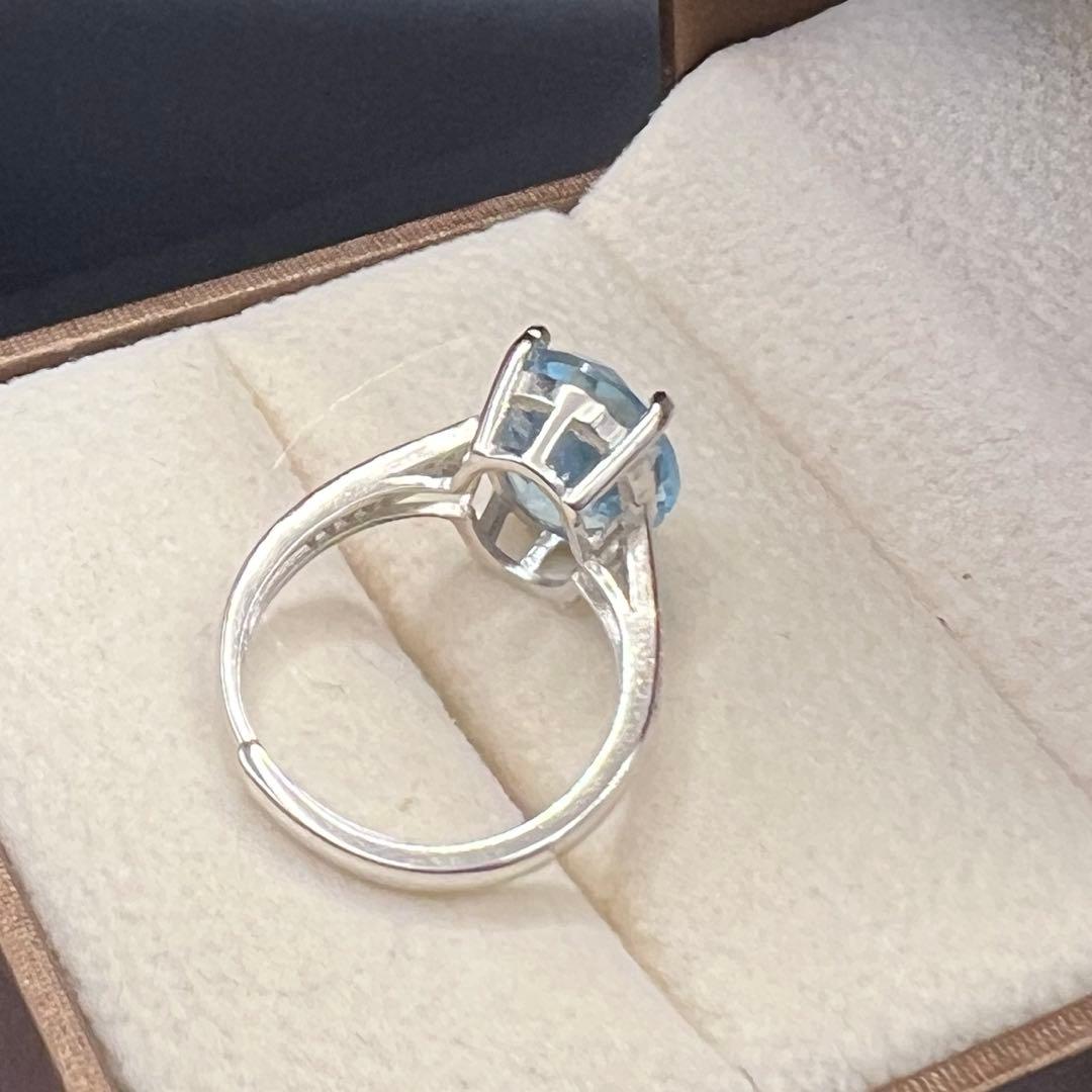 新品天然トパーズスカイブルーのS925使用リング指輪【海外鑑定書付き】10146