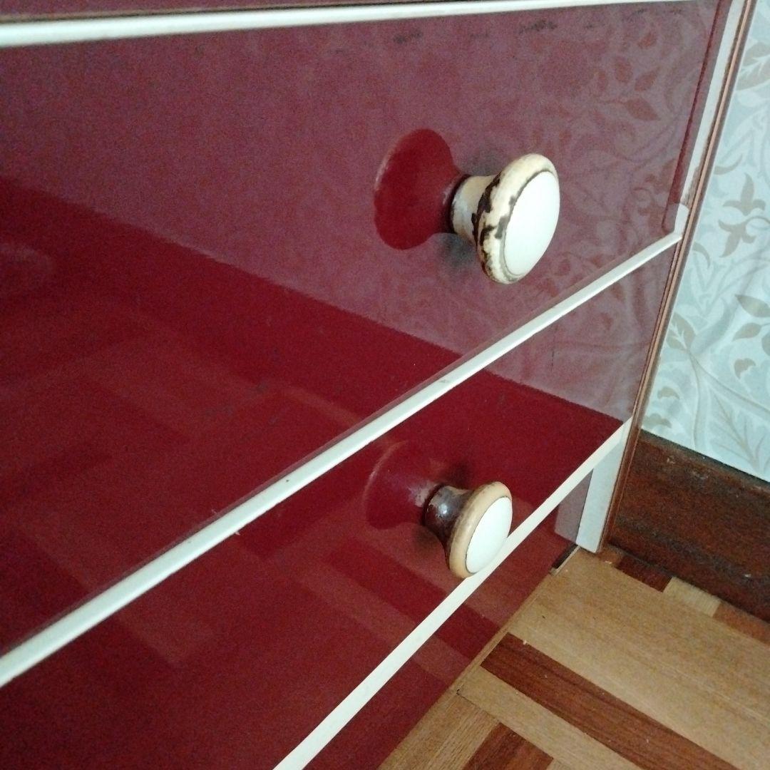 アーチ　食器棚　ワインカラー　昭和レトロ　レトロポップ