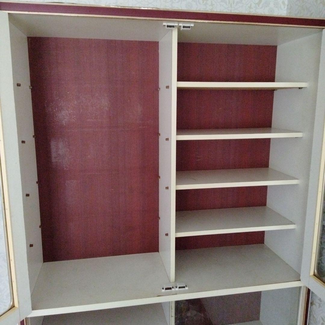 アーチ　食器棚　ワインカラー　昭和レトロ　レトロポップ