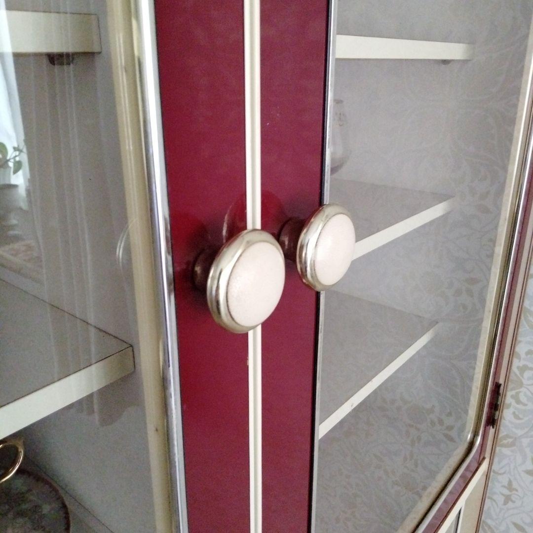 アーチ　食器棚　ワインカラー　昭和レトロ　レトロポップ