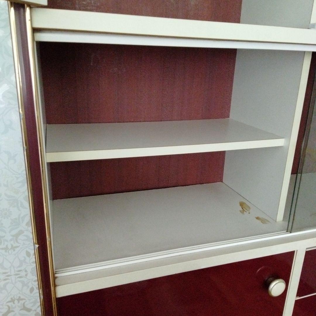 アーチ　食器棚　ワインカラー　昭和レトロ　レトロポップ