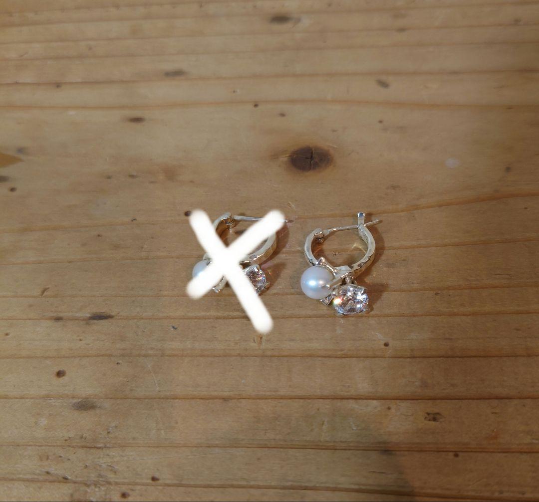 値下げ！e.m. シルバー ピアス フープピアス パール ジルコニア 片方