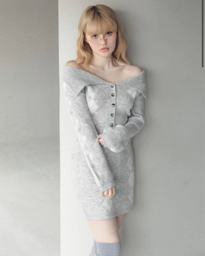 ANDMARY Dona argyle knit set up tina 新品