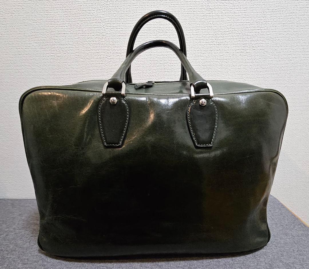 万双 双鞣和地 本革ボストンバッグ　ダークグリーン