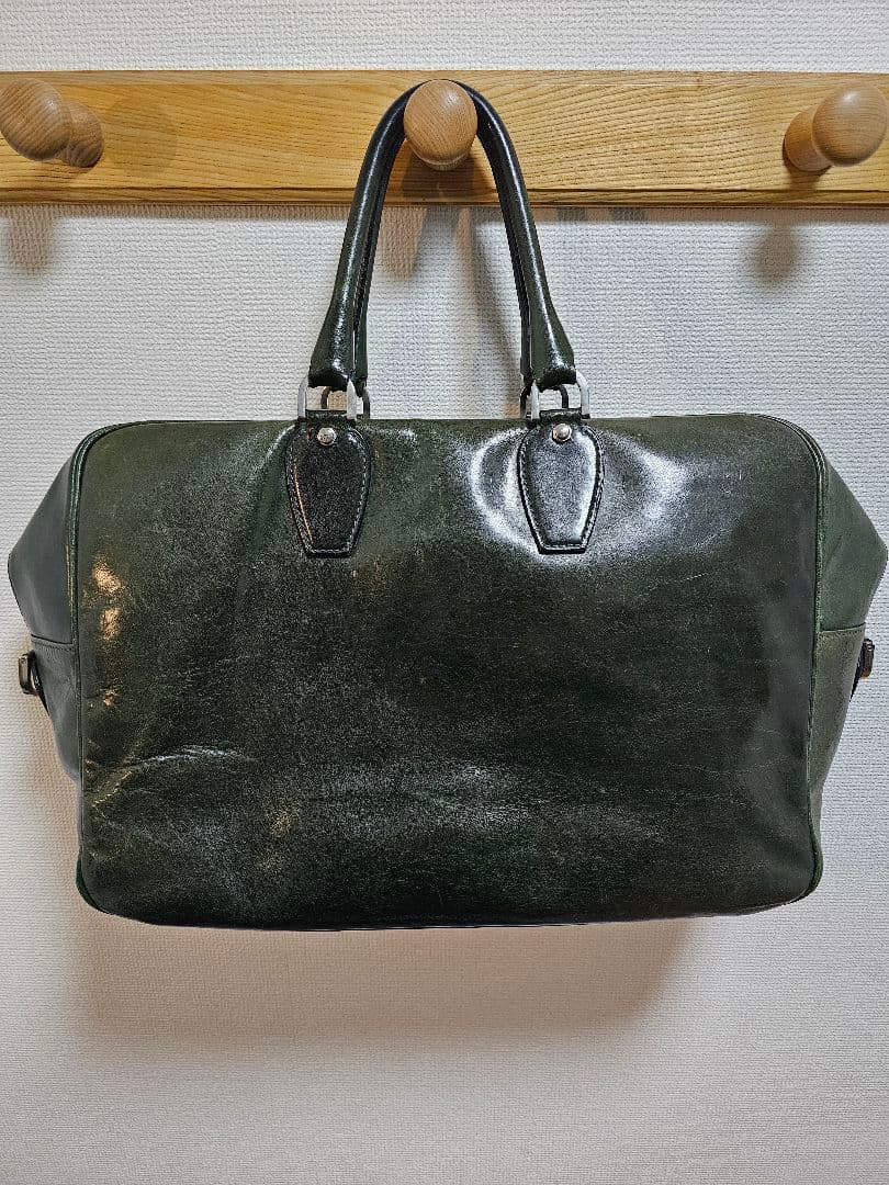 万双 双鞣和地 本革ボストンバッグ　ダークグリーン