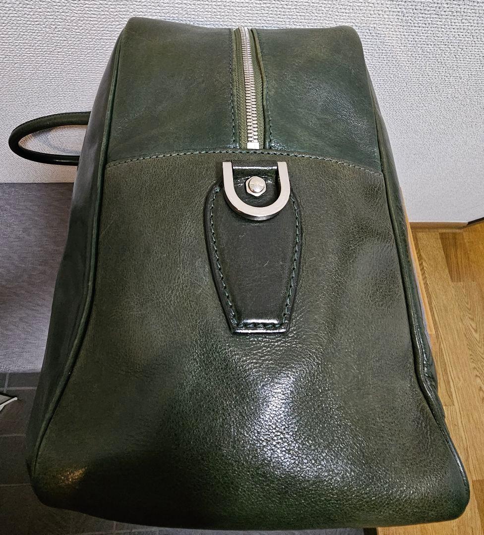 万双 双鞣和地 本革ボストンバッグ　ダークグリーン
