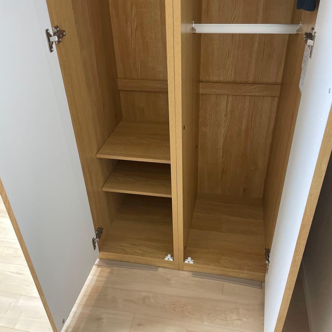 【ニトリ】ワードローブ クエスT 80WR LBR 鏡付き ライトブラウン