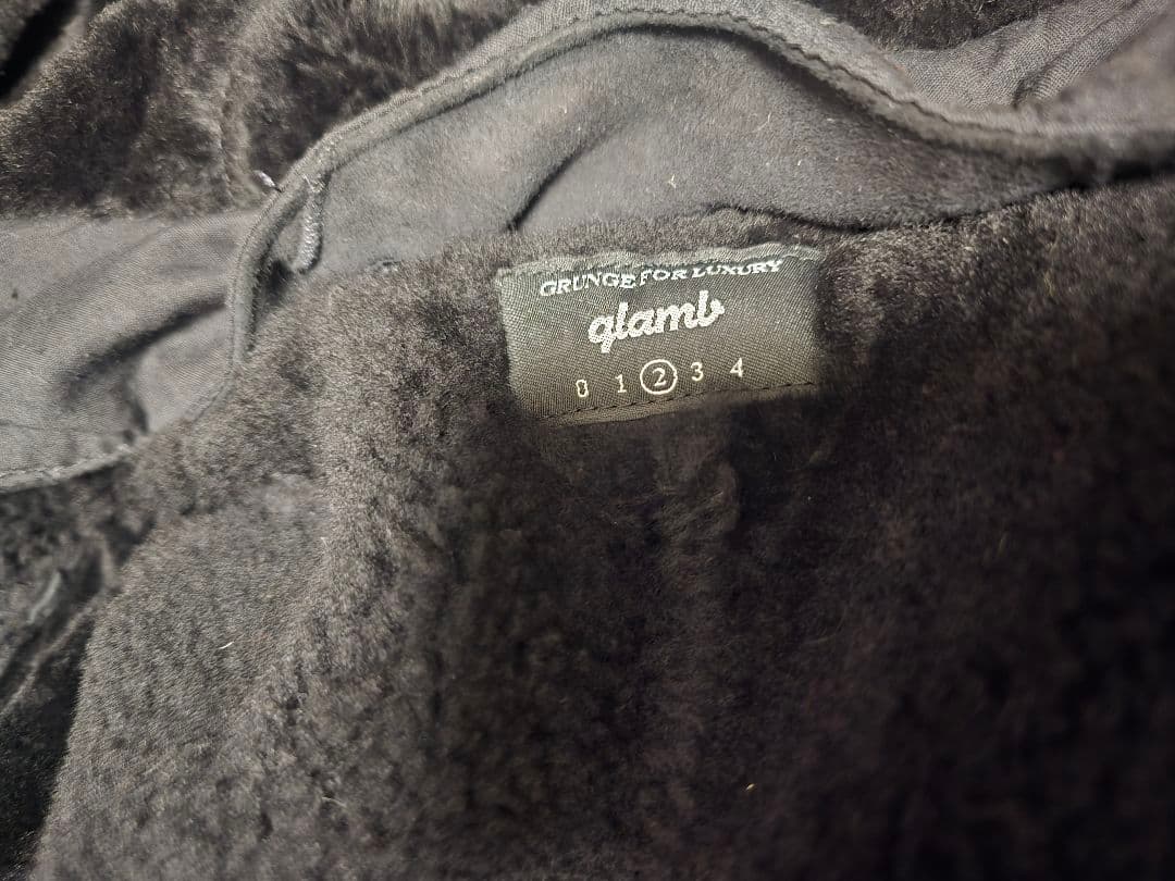 glamb リアルムートン モッズコート ブラック