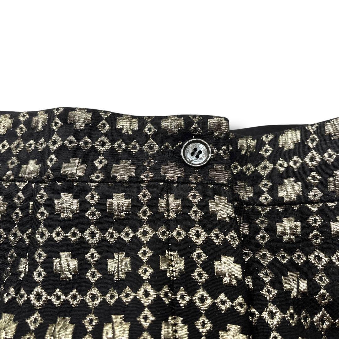【極美品】CELINE セリーヌ　総柄　パンツ 刺繍　金 ズボン　ウール　シルク