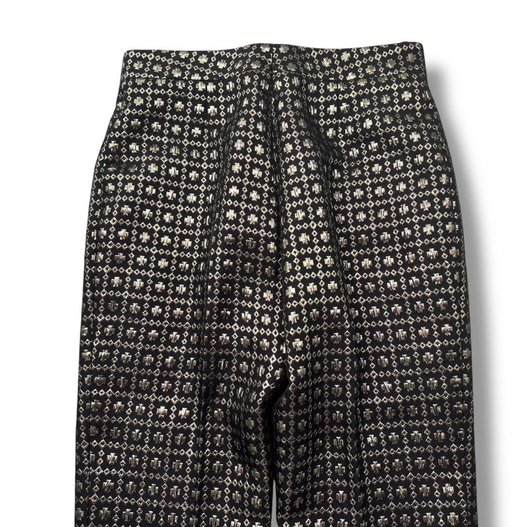 【極美品】CELINE セリーヌ　総柄　パンツ 刺繍　金 ズボン　ウール　シルク