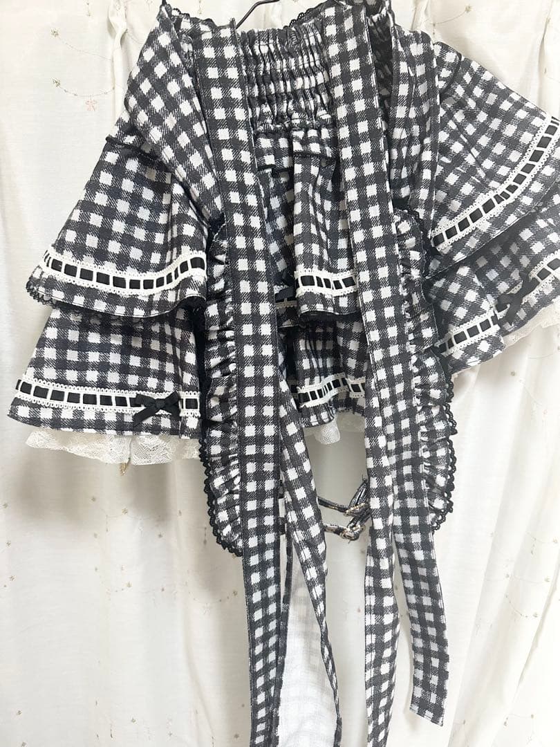 LIZLISA リズリサ はしごリボン ギンガム ティアードスカパン