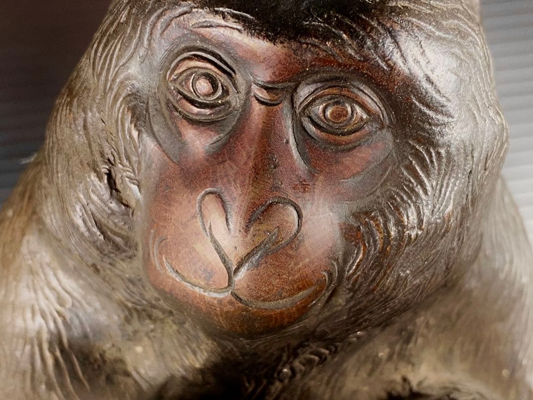 ブロンズ 猿 置物 銅製 時代 2.6kg 高さ 15cm