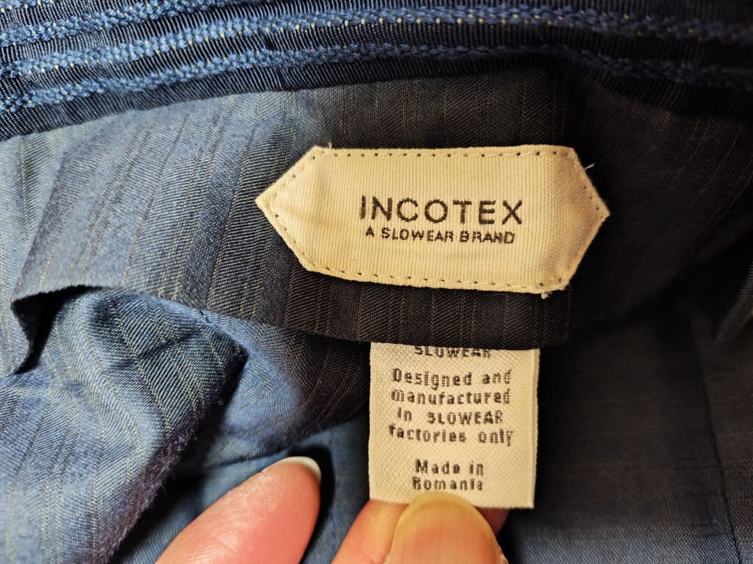 INCOTEX スラックス ツイード風 グレー 46 スリムフィット 秋冬