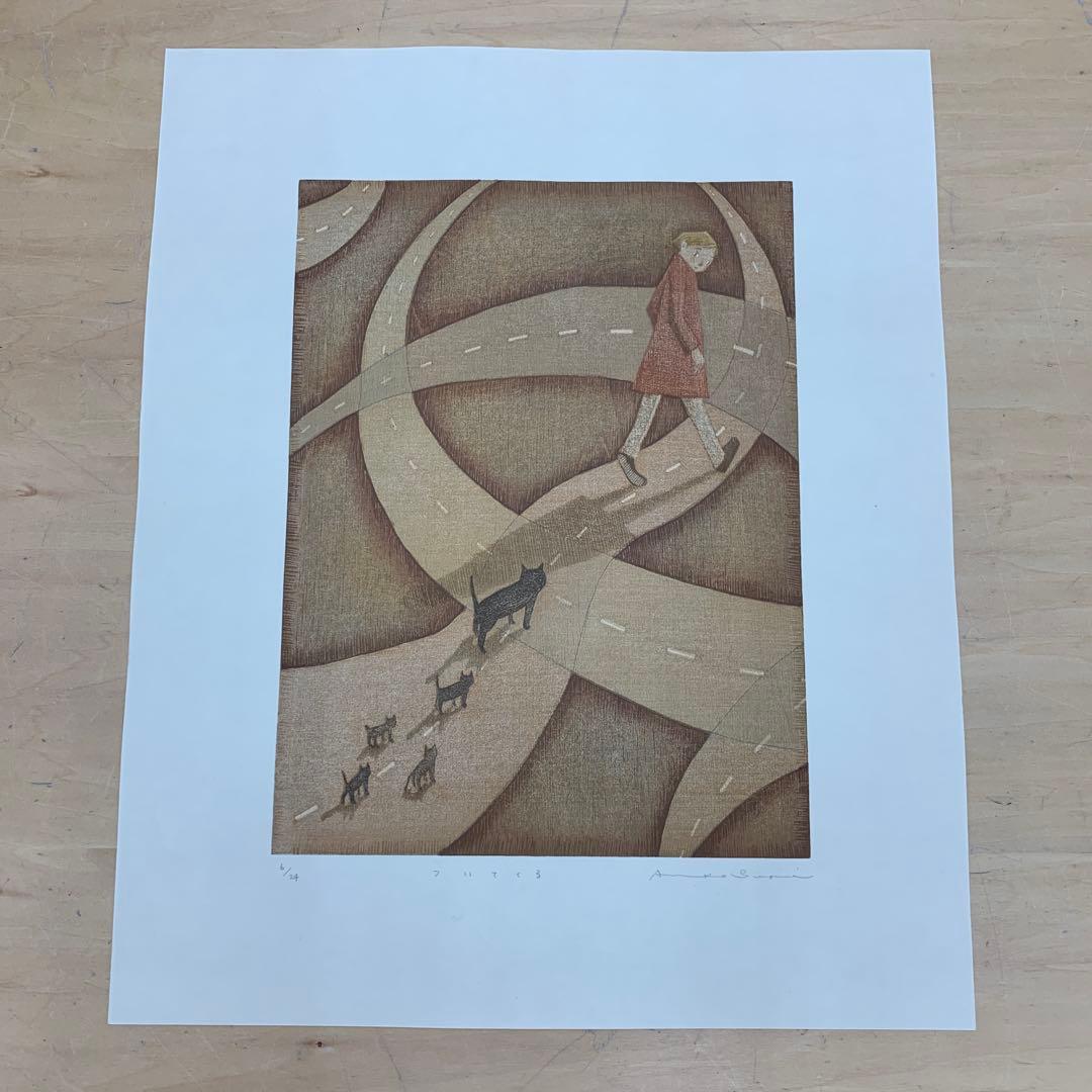 鈴木敦子「ついてくる」2007年　限定24 木版画