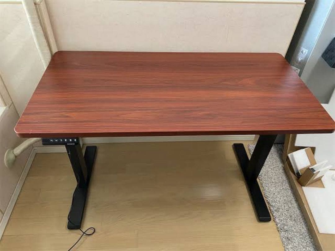 FLEXISPOTスタンディングデスクEF1脚-黒 天板-マホガニー100*60