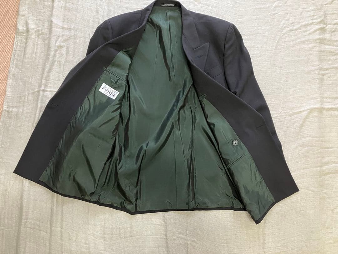 【近藤】Gianfranco Ferre 濃緑 ダブル スーツ　上下