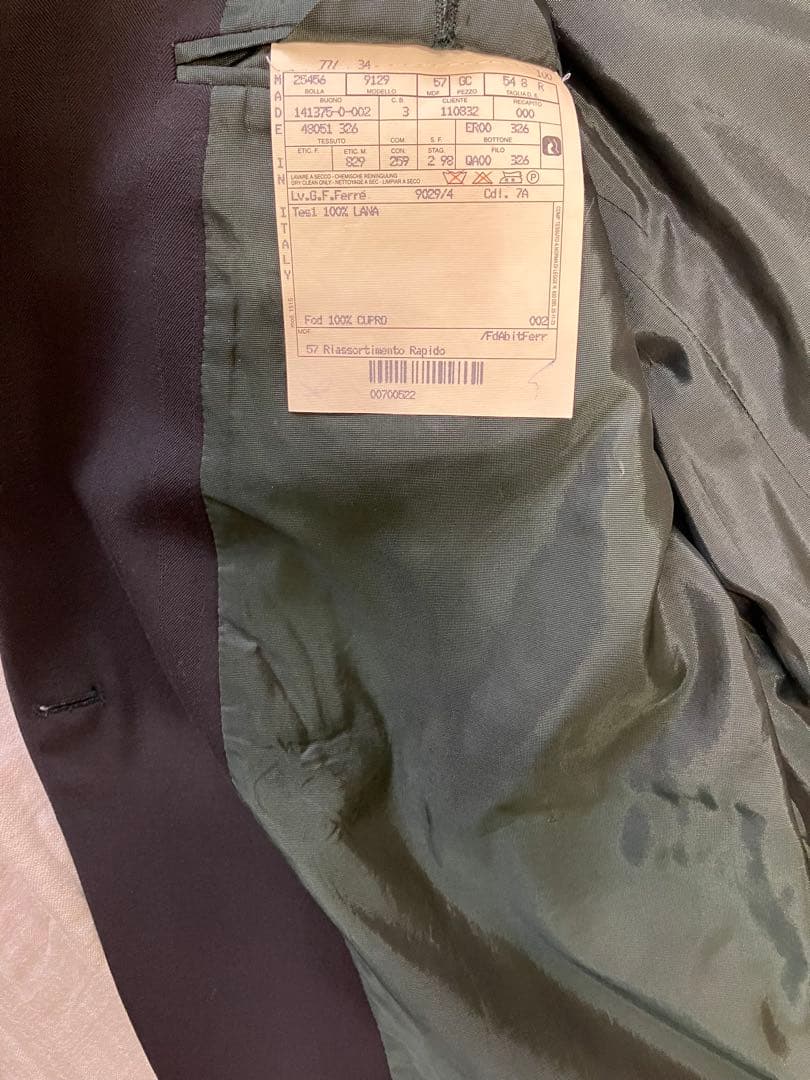 【近藤】Gianfranco Ferre 濃緑 ダブル スーツ　上下