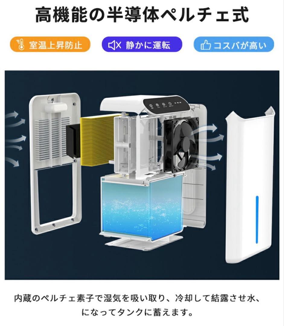 除湿機 ペルチェ式 除湿器 1000ml/日 空気清浄 ホワイト日本語説明書付