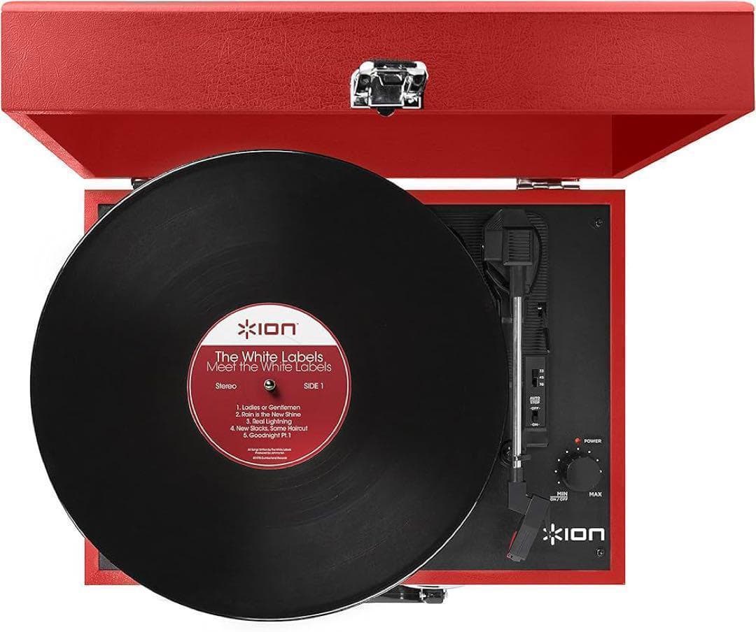 ポータブルレコードプレーヤー スーツケース型 スピーカー内蔵 レトロ レッド