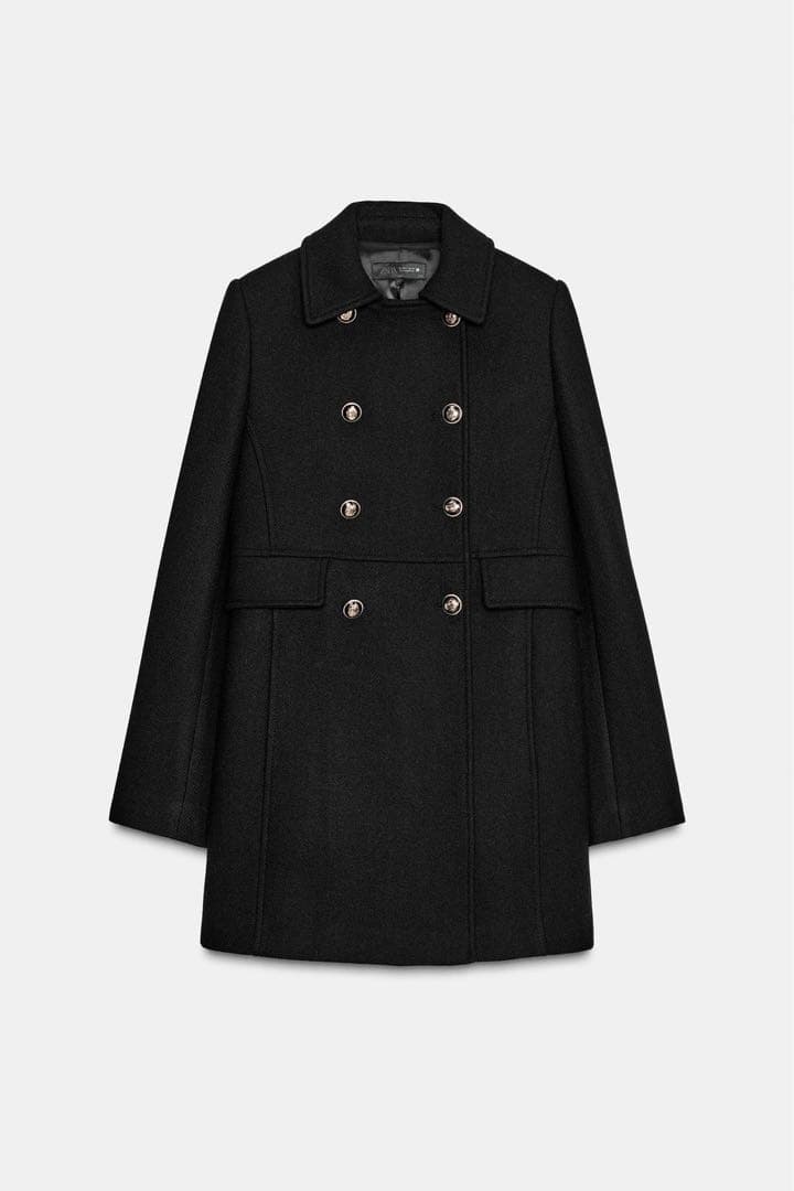 ZARA ウール混紡ショート丈ダブルブレストコート S