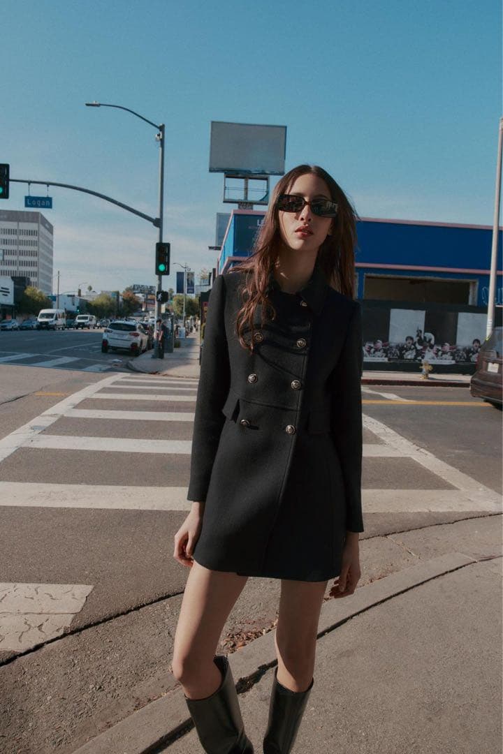 ZARA ウール混紡ショート丈ダブルブレストコート S