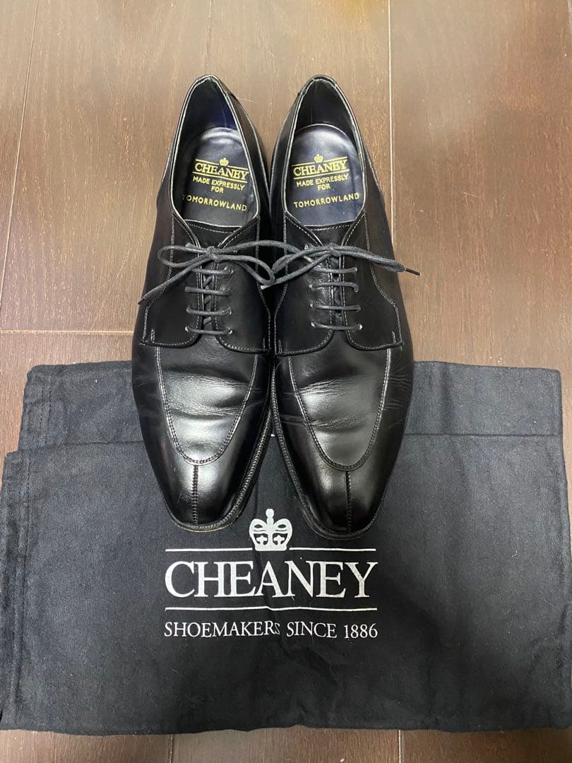 CHEANEY×TOMORROWLAND UK8 ブラックレザー ドレスシューズ