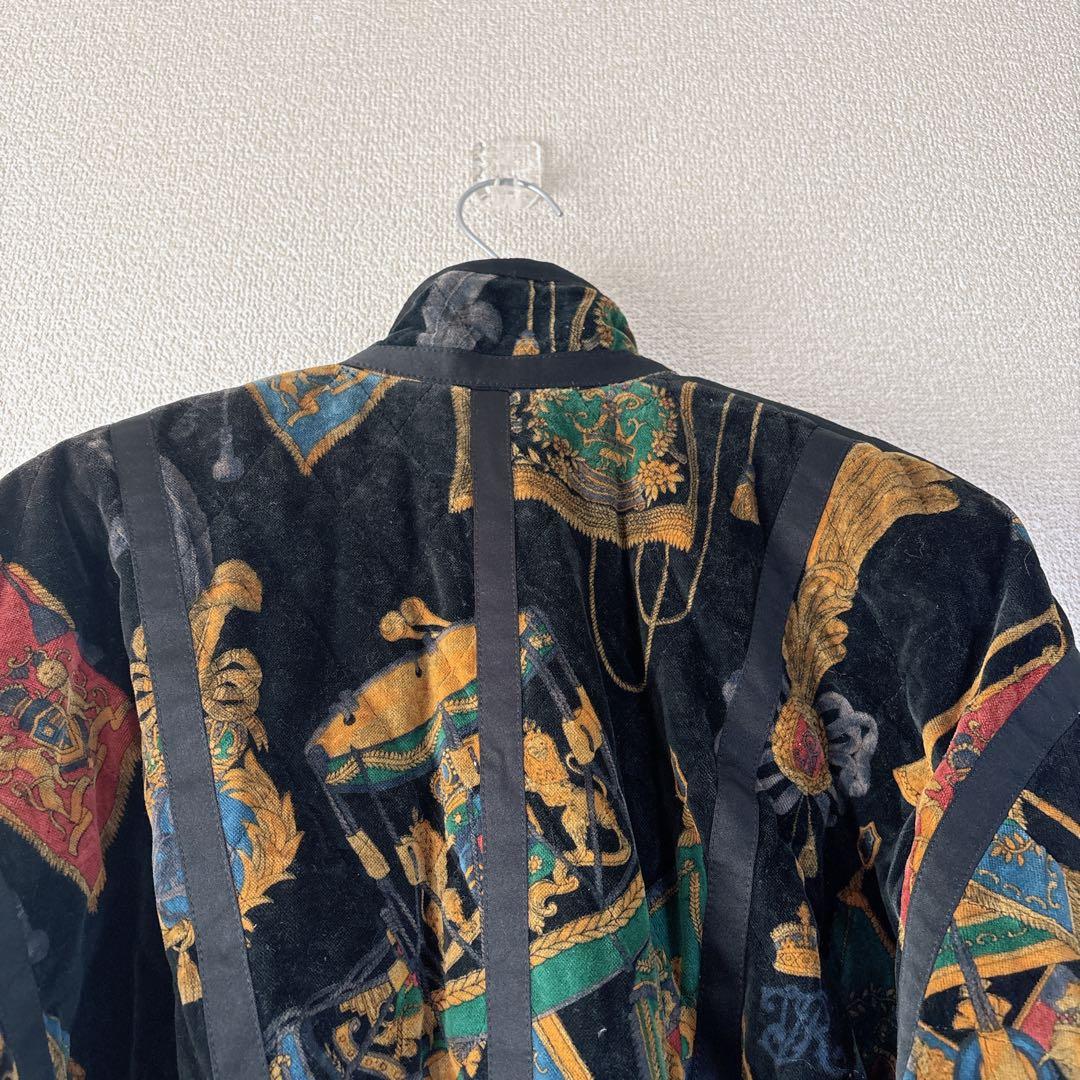 ESCADA ヴィンテージ ベロア　総柄ブルゾン スカーフ柄　綿混　ドイツ製