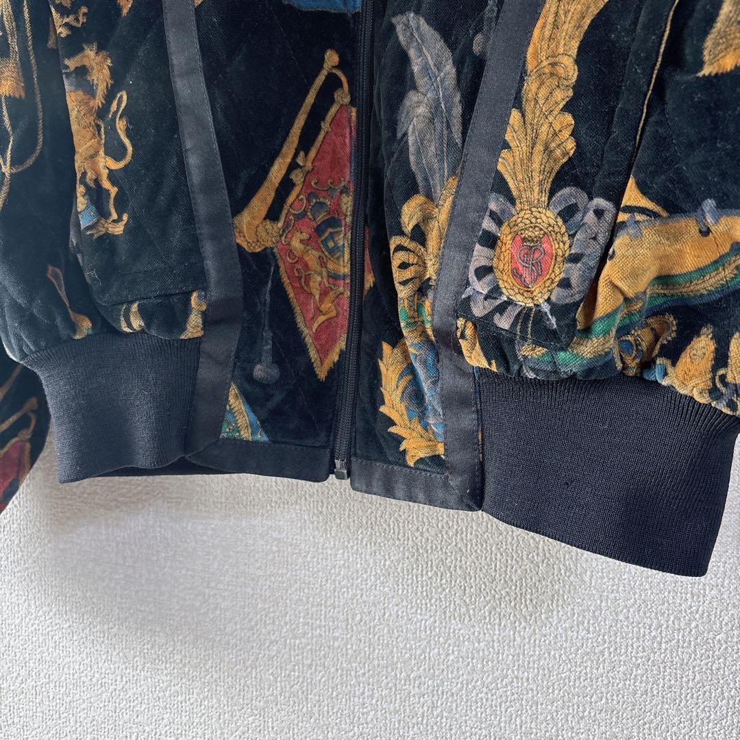 ESCADA ヴィンテージ ベロア　総柄ブルゾン スカーフ柄　綿混　ドイツ製