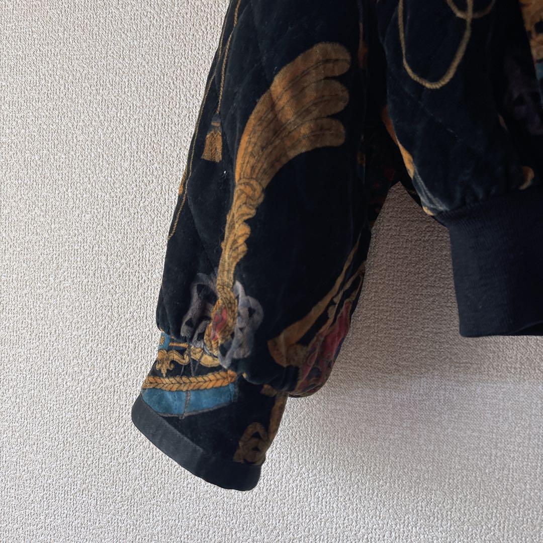 ESCADA ヴィンテージ ベロア　総柄ブルゾン スカーフ柄　綿混　ドイツ製