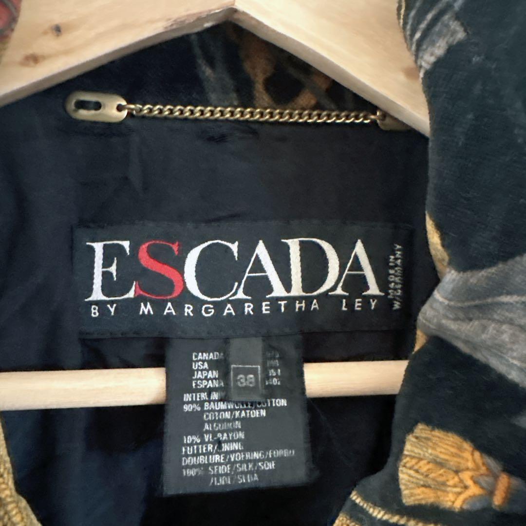 ESCADA ヴィンテージ ベロア　総柄ブルゾン スカーフ柄　綿混　ドイツ製