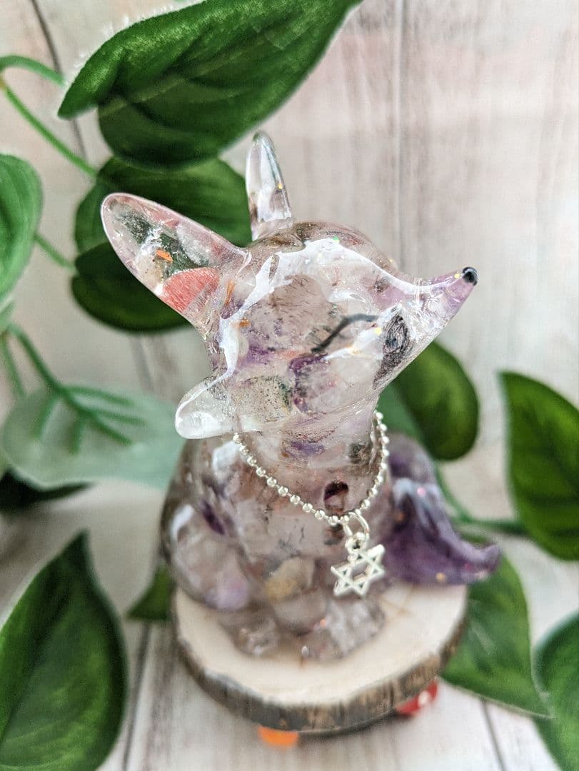 【睦月】レインボーオーラ水晶の魔法のステッキ形オルゴナイト☆他３点