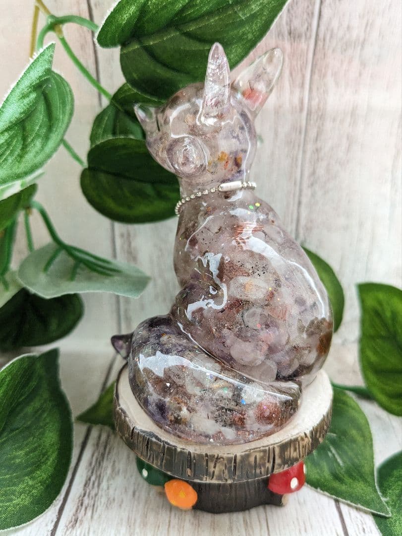 【睦月】レインボーオーラ水晶の魔法のステッキ形オルゴナイト☆他３点