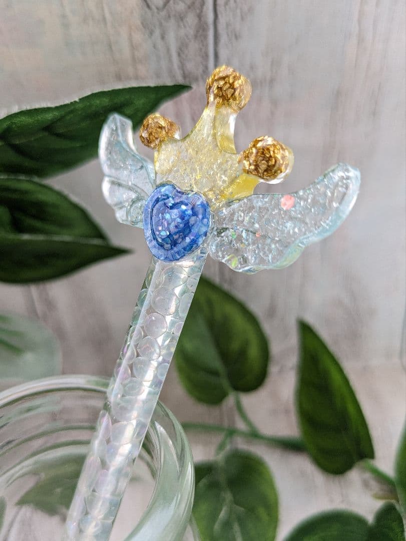 【睦月】レインボーオーラ水晶の魔法のステッキ形オルゴナイト☆他３点