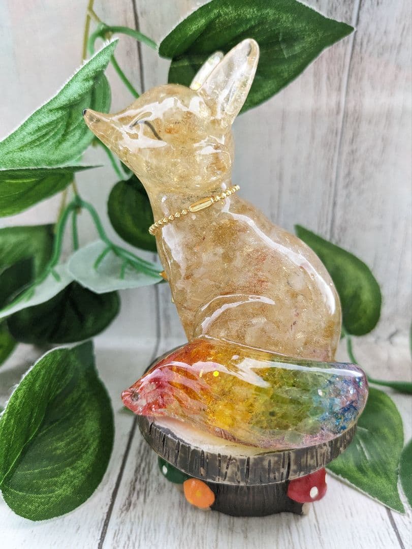 【睦月】レインボーオーラ水晶の魔法のステッキ形オルゴナイト☆他３点