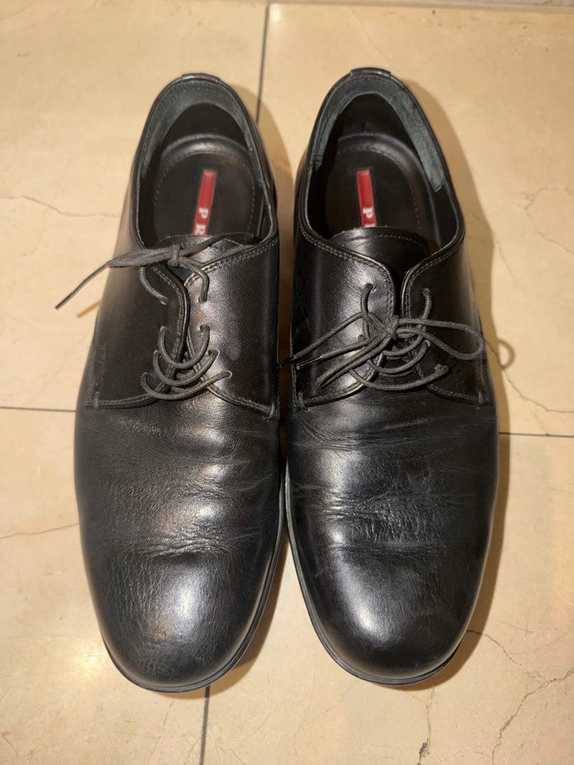 プラダ　ブラックレザードレスシューズ　7 1/2