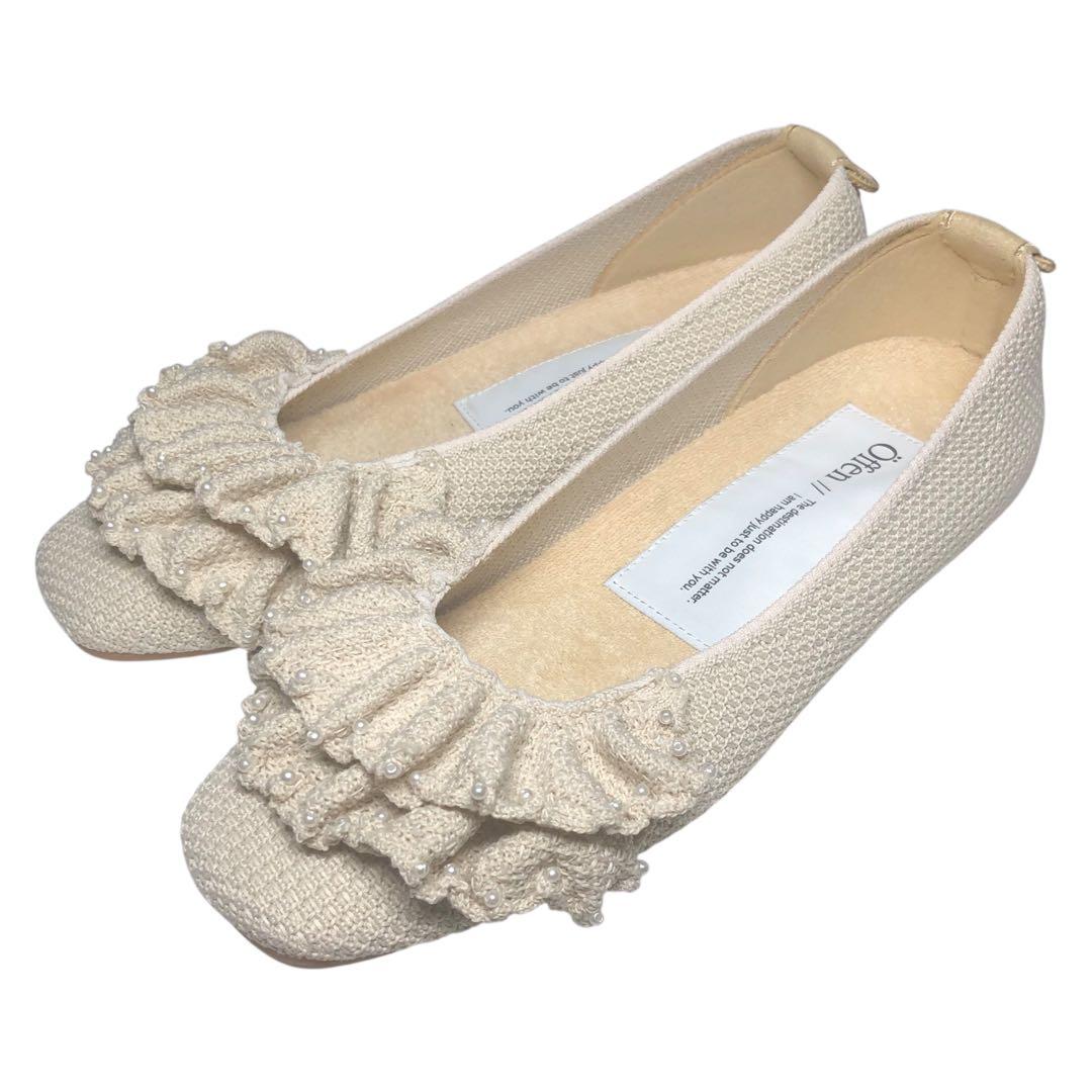 極美品 Offen オッフェン square-SHELL フラットパンプス