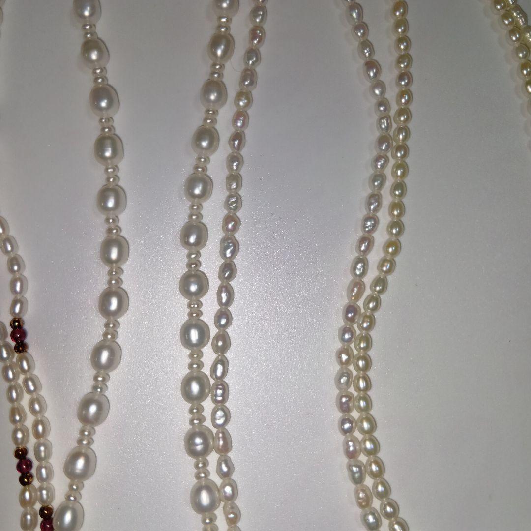 未使用に近い♥3連ベビービーズパールと淡水パールなど5本の内K18が4本✨️