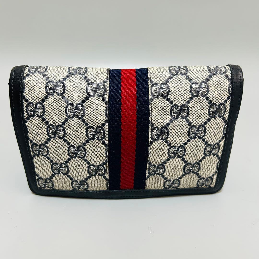 GUCCIグッチ GG柄 シェリーライン PVC×レザー クラッチバッグ ポーチ