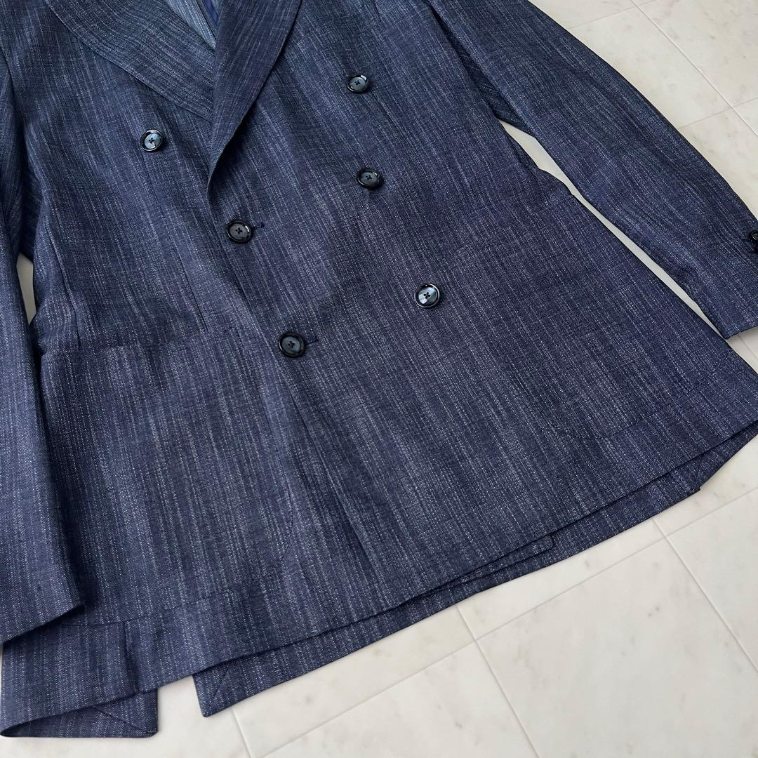 美品✨タリアトーレ デニム風 ダブル テーラードジャケット ネイビー 46