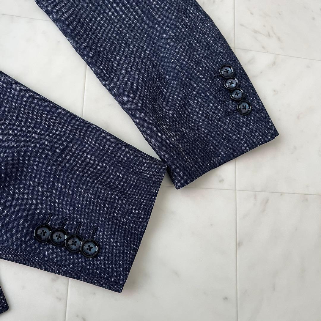 美品✨タリアトーレ デニム風 ダブル テーラードジャケット ネイビー 46