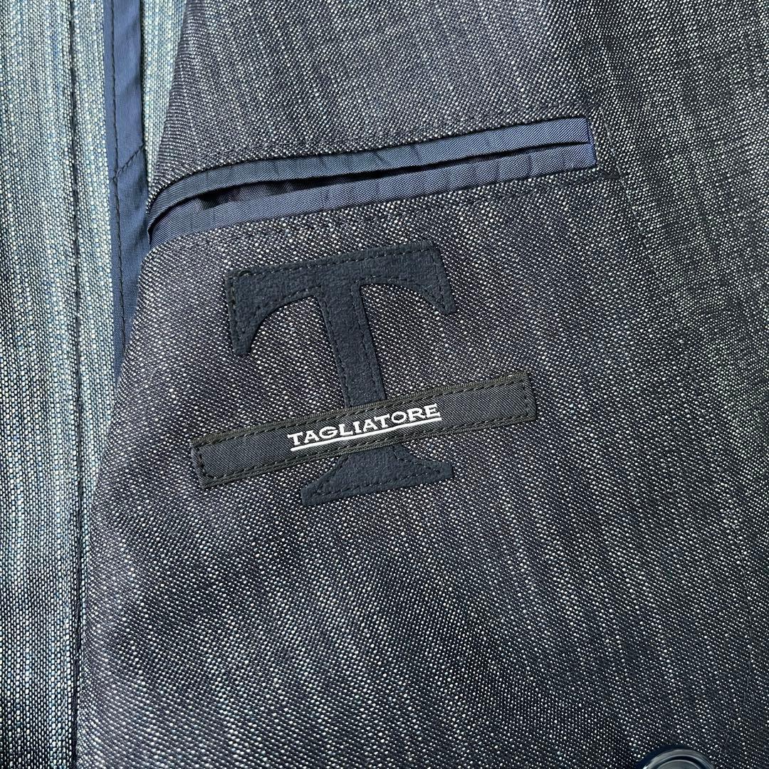 美品✨タリアトーレ デニム風 ダブル テーラードジャケット ネイビー 46