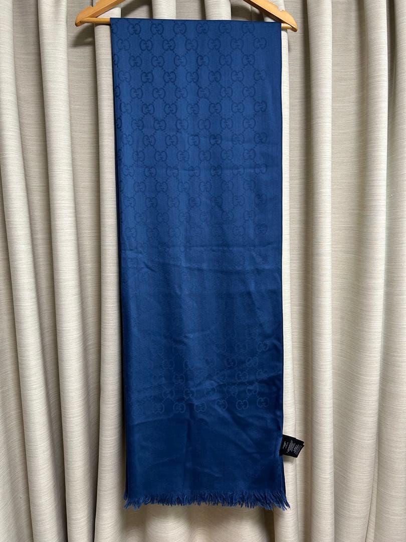GUCCI GG柄 ストール 大判 ブルー