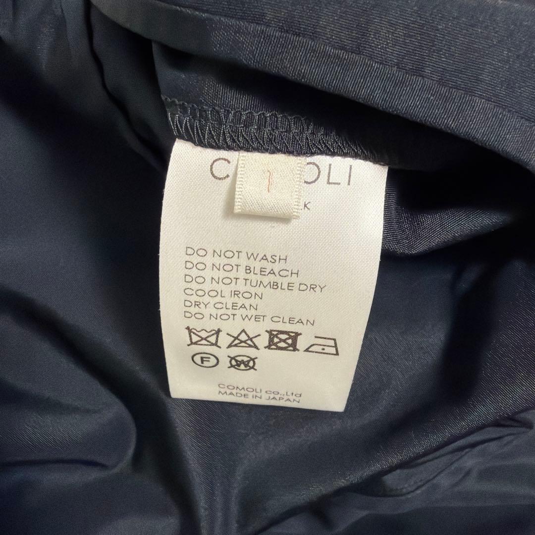 蕎*人様 COMOLI 17ss シルクフーデッドコート　navy