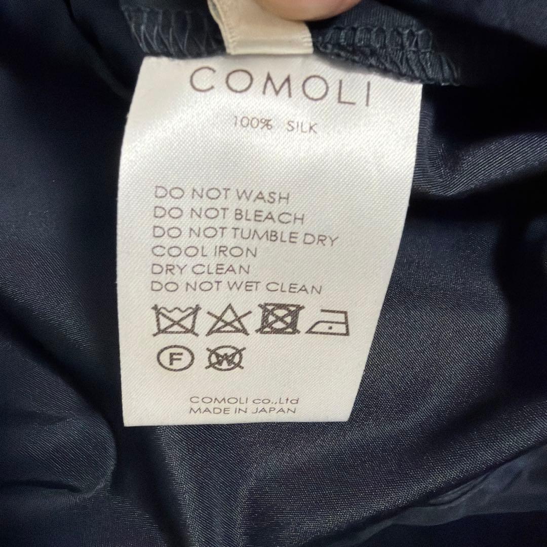 蕎*人様 COMOLI 17ss シルクフーデッドコート　navy