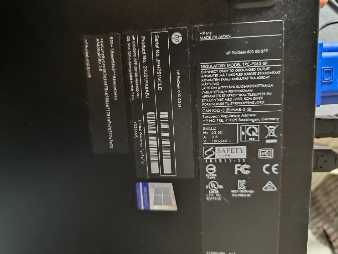 HP ProDesk 600 G3SFF i5 6500 DDR4メモリ24GB