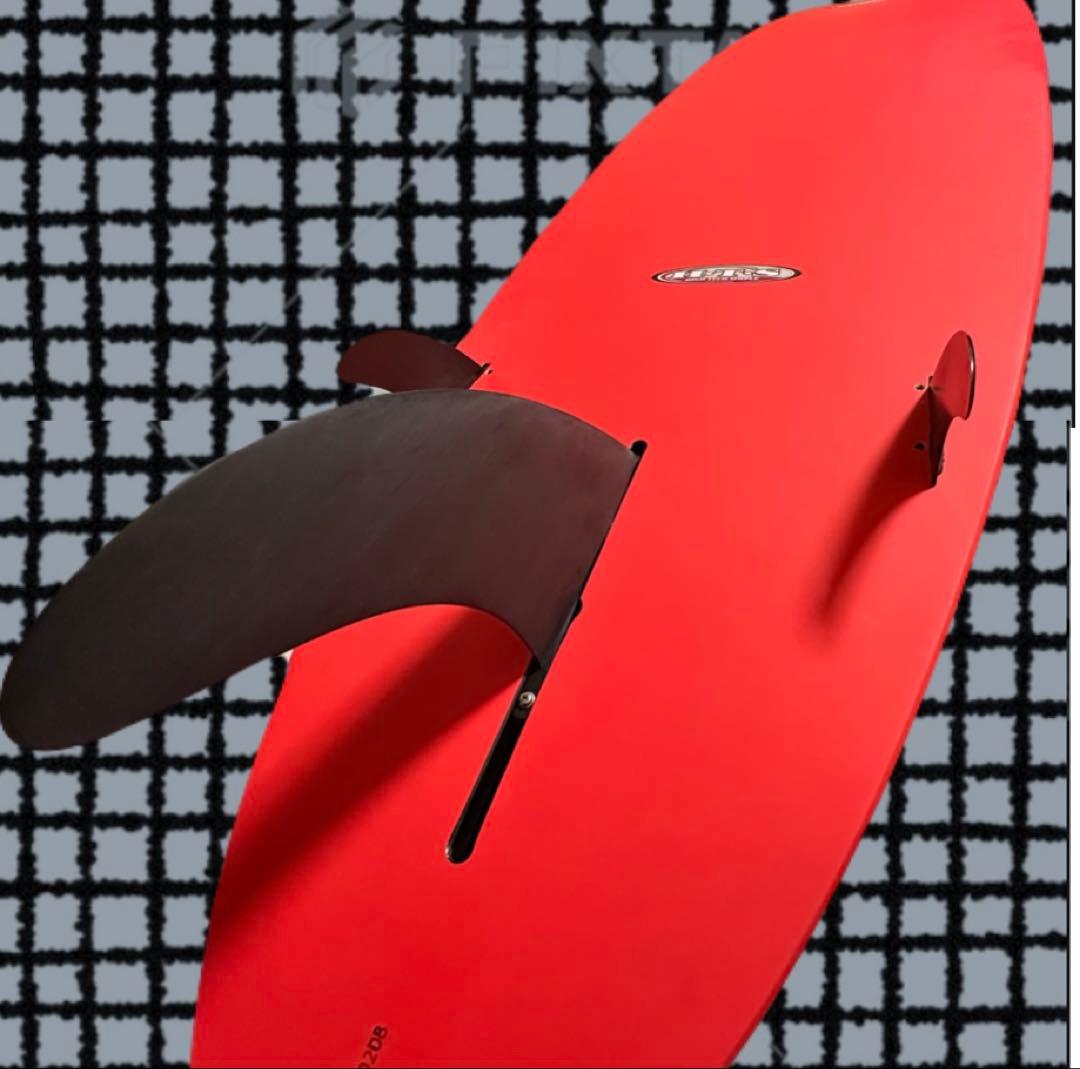 赤色ロングボード フィン付き