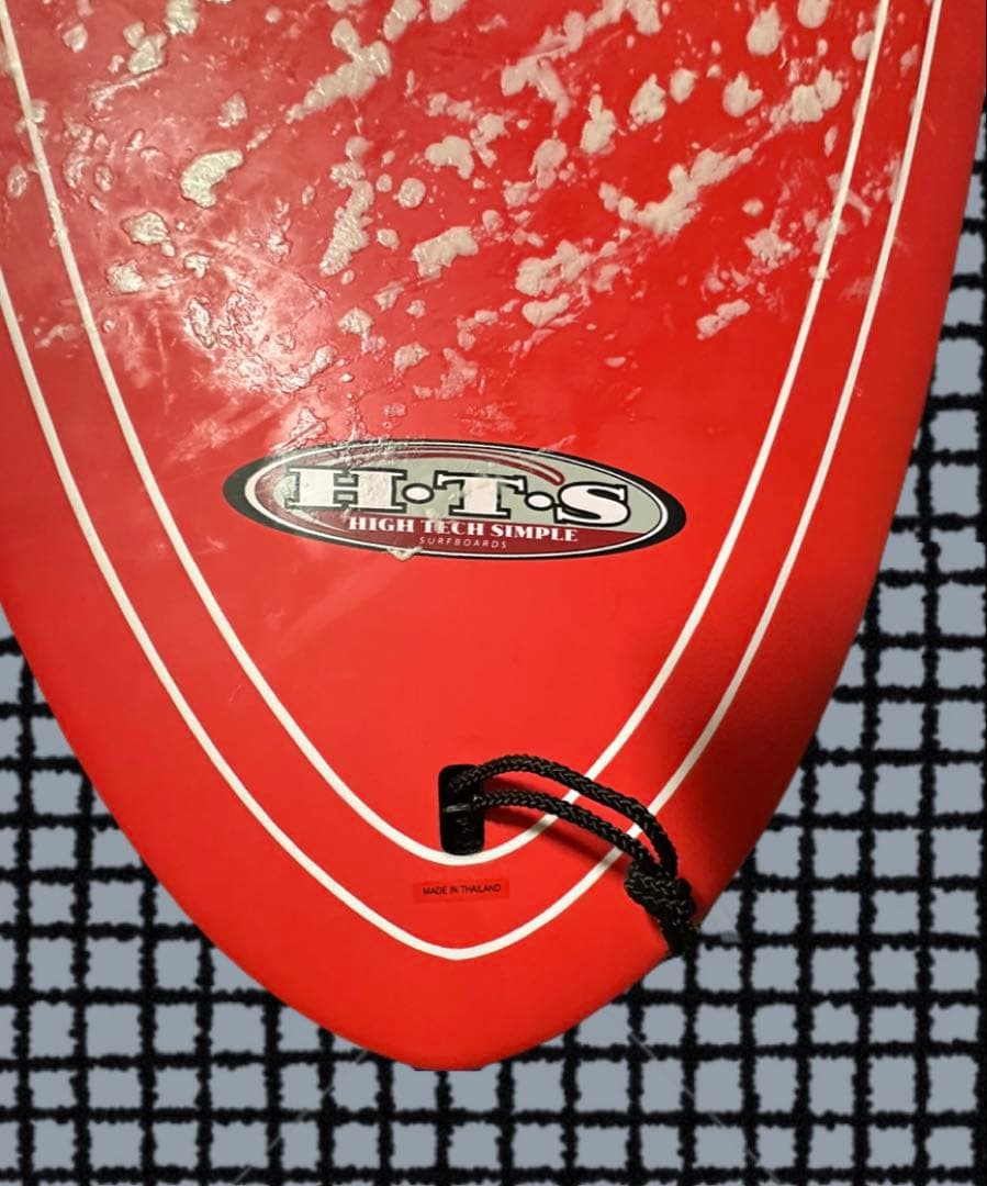赤色ロングボード フィン付き