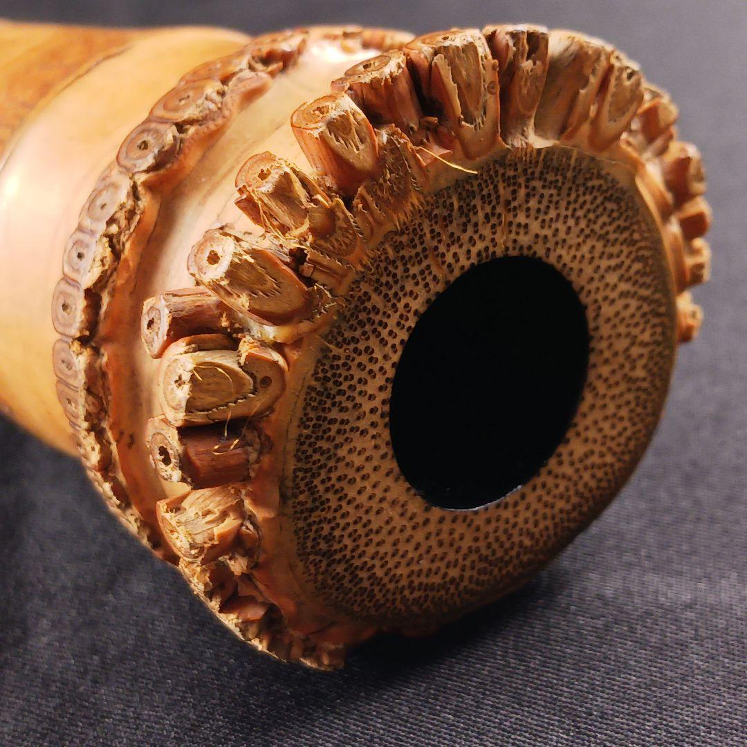 Y2886-2 琴古流 尺八 林山銘 銀三線藤巻 全長63㎝ 竹製