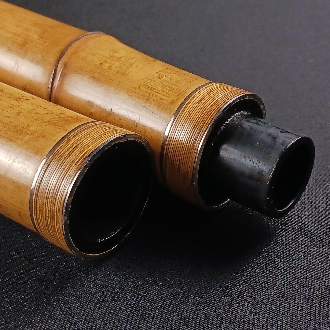 Y2886-2 琴古流 尺八 林山銘 銀三線藤巻 全長63㎝ 竹製